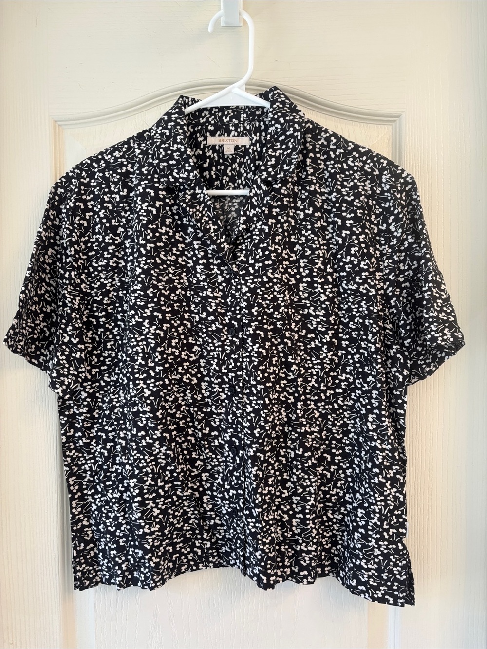 Brixton Black & White Short-Sleeve Button-Down Shirt NWOT